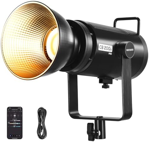 NEEWER CB120B 120W LED Video Light with 2 4G&APP Control COB Bi Color 2700K 6500K 78000lux at 1m/CCT Mode/CRI97/12 Scenes/Bowens Mount Continuous Output Lighting for Studio Photography/Video Recording