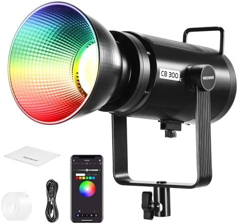 NEEWER CB120B 120W LED Video Light with 2 4G&APP Control COB Bi Color 2700K 6500K 78000lux at 1m/CCT Mode/CRI97/12 Scenes/Bowens Mount Continuous Output Lighting for Studio Photography/Video Recording