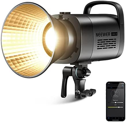 NEEWER CB120B 120W LED Video Light with 2 4G&APP Control COB Bi Color 2700K 6500K 78000lux at 1m/CCT Mode/CRI97/12 Scenes/Bowens Mount Continuous Output Lighting for Studio Photography/Video Recording
