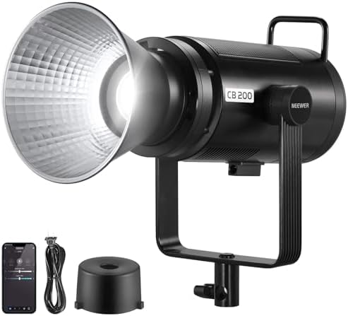 NEEWER CB120B 120W LED Video Light with 2 4G&APP Control COB Bi Color 2700K 6500K 78000lux at 1m/CCT Mode/CRI97/12 Scenes/Bowens Mount Continuous Output Lighting for Studio Photography/Video Recording