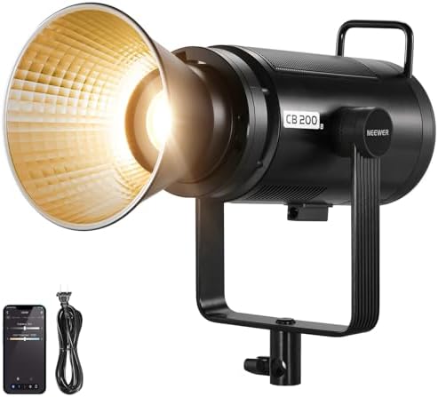 NEEWER CB60B 70W LED Video Light with 2 4G&APP Control  COB Bi Color 2700K 6500K 34000Lux at 1m/CCT CRI97 /12 Scenes/Bowens Mount  Bluetooth  with Reflector  Power Cord  Manual  Studio/Video Recording