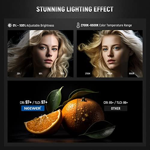 NEEWER CB60B 70W LED Video Light with 2 4G&APP Control  COB Bi Color 2700K 6500K 34000Lux at 1m/CCT CRI97 /12 Scenes/Bowens Mount  Bluetooth  with Reflector  Power Cord  Manual  Studio/Video Recording