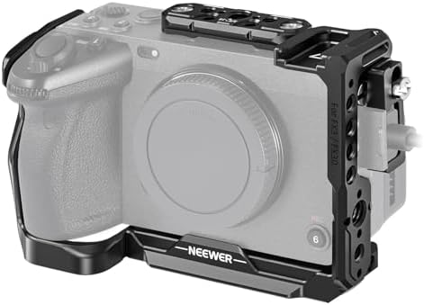NEEWER Cage Camera Cage with HDMI Cable Clamp  NATO Rail  3/8 Inch ARRI Positioning Holes  1/4 Inch Thread Compatible with Sony FX3 FX30 Original XLR Handle