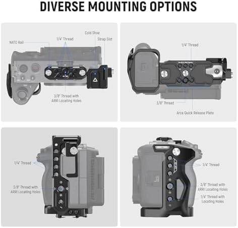 NEEWER Cage Camera Cage with HDMI Cable Clamp  NATO Rail  3/8 Inch ARRI Positioning Holes  1/4 Inch Thread Compatible with Sony FX3 FX30 Original XLR Handle