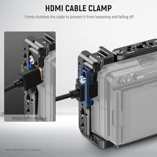 NEEWER Cage Camera Cage with HDMI Cable Clamp  NATO Rail  3/8 Inch ARRI Positioning Holes  1/4 Inch Thread Compatible with Sony FX3 FX30 Original XLR Handle