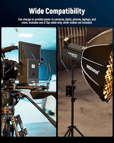 NEEWER Mini V Mount Battery  6800mAh 99Wh V Lock Battery  PD65W Fast Charging/D Tap/BP/USB A/Dual DC Port/OLED Display for Camcorder Video Camera Compatible with SmallRig BMPCC 4k 6k  PS099E