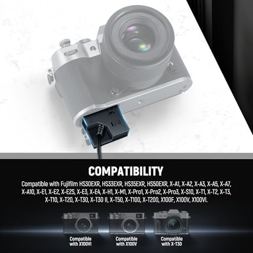 NEEWER NP W126/NP W126S Replacement Dummy Battery Charger Kit  AC Power Supply Adapter and DC Coupler Compatible with FUJIFLIM X100VI X T30 II X S10 X T200 X100F X100V X A5 X E4 X Pro3 X T3 X T20