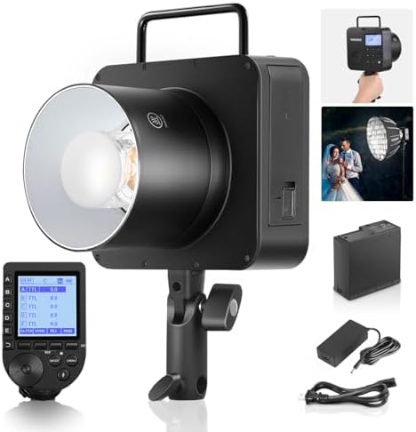 NEEWER Q200 200Ws 2 4G TTL Outdoor Studio Flash Strobe with App Control 1/8000 HSS  3200mAh Battery Powered Photography Monolight Speedlite 10W Modeling Lamp/750 Full Power Flash/0 01 1 5s Recycle