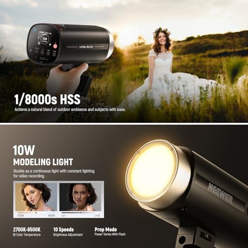 NEEWER Q200 200Ws 2 4G TTL Outdoor Studio Flash Strobe with App Control 1/8000 HSS  3200mAh Battery Powered Photography Monolight Speedlite 10W Modeling Lamp/750 Full Power Flash/0 01 1 5s Recycle