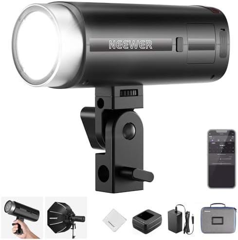 NEEWER Q200 200Ws 2 4G TTL Outdoor Studio Flash Strobe with App Control 1/8000 HSS  3200mAh Battery Powered Photography Monolight Speedlite 10W Modeling Lamp/750 Full Power Flash/0 01 1 5s Recycle