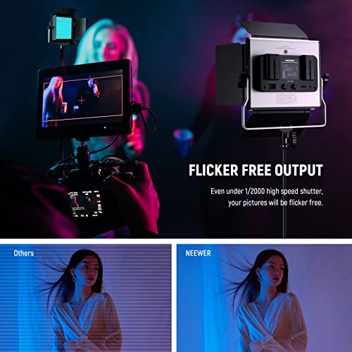 NEEWER Upgraded 660 PRO II RGB LED Video Light with App Control & Tripod Stand Kit  2 Pack 50W/1  Min Dimming/CRI97 /3200 5600K Key Lighting for Game Streaming YouTube Recording Studio Photography