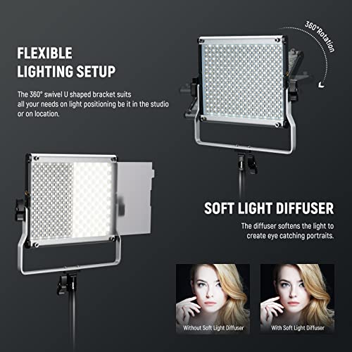 NEEWER Upgraded 660 PRO II RGB LED Video Light with App Control & Tripod Stand Kit  2 Pack 50W/1  Min Dimming/CRI97 /3200 5600K Key Lighting for Game Streaming YouTube Recording Studio Photography