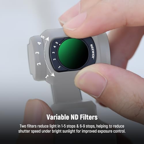 NEEWER Variable ND   CPL   UV Filter Set Compatible with DJI Osmo Pocket 3 Creator Combo Accessories  4 Pack HD ND2 32/ND64 512 Neutral Density Action Camera Lens Filters Kit   2X Cleaning Cloth