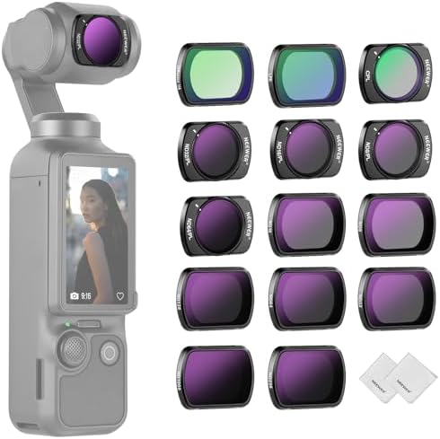 NEEWER Variable ND   CPL   UV Filter Set Compatible with DJI Osmo Pocket 3 Creator Combo Accessories  4 Pack HD ND2 32/ND64 512 Neutral Density Action Camera Lens Filters Kit   2X Cleaning Cloth
