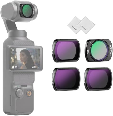 NEEWER Variable ND   CPL   UV Filter Set Compatible with DJI Osmo Pocket 3 Creator Combo Accessories  4 Pack HD ND2 32/ND64 512 Neutral Density Action Camera Lens Filters Kit   2X Cleaning Cloth