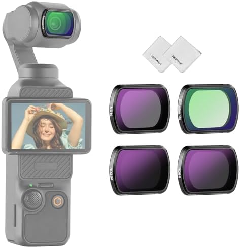 NEEWER Variable ND   CPL   UV Filter Set Compatible with DJI Osmo Pocket 3 Creator Combo Accessories  4 Pack HD ND2 32/ND64 512 Neutral Density Action Camera Lens Filters Kit   2X Cleaning Cloth