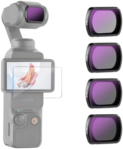 NEEWER Variable ND   CPL   UV Filter Set Compatible with DJI Osmo Pocket 3 Creator Combo Accessories  4 Pack HD ND2 32/ND64 512 Neutral Density Action Camera Lens Filters Kit   2X Cleaning Cloth