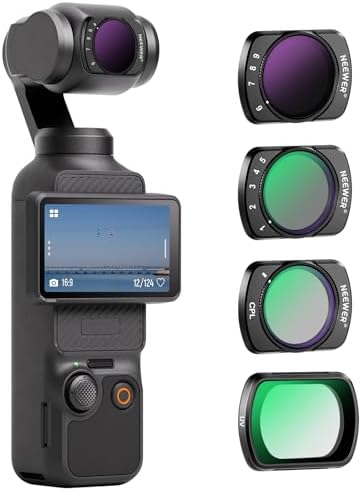NEEWER Variable ND   CPL   UV Filter Set Compatible with DJI Osmo Pocket 3 Creator Combo Accessories  4 Pack HD ND2 32/ND64 512 Neutral Density Action Camera Lens Filters Kit   2X Cleaning Cloth