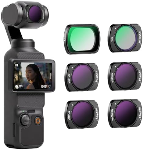 NEEWER Variable ND   CPL   UV Filter Set Compatible with DJI Osmo Pocket 3 Creator Combo Accessories  4 Pack HD ND2 32/ND64 512 Neutral Density Action Camera Lens Filters Kit   2X Cleaning Cloth