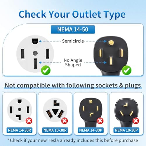 NEMA 14 50 Adapter for Tesla Gen 2 Mobile Connector  240V 32A Heavy Duty Charging Plug  Fast Level 2 Charger Adapter for Tesla Model 3  S  X  Y   Safe and Durable  14 50P 