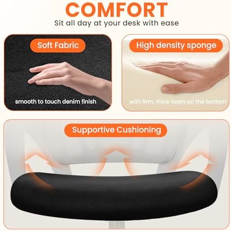 NEO CHAIR Office Desk Computer Chair Ergonomic Mesh Gaming Cushion Seat with Comfy Lumbar Mid Back Support Adjustable Height Swivel Rolling Wheels for Home Task  Mesh Black 