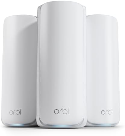NETGEAR Orbi 870 Series  RBE870  Tri Band WiFi 7 Mesh Add on Satellite   Works with RBE872 and RBE873   Security Features  Adds Coverage Up to 3 000 Sq  Ft    BE21000 802 11be  Up to 21 Gbps 