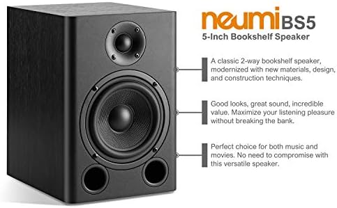 NEUMITECH NEUMI BS5 Passive Bookshelf Speakers  5 Inch Woofer  1 Inch Tweeter  Dark Wood  1 Pair
