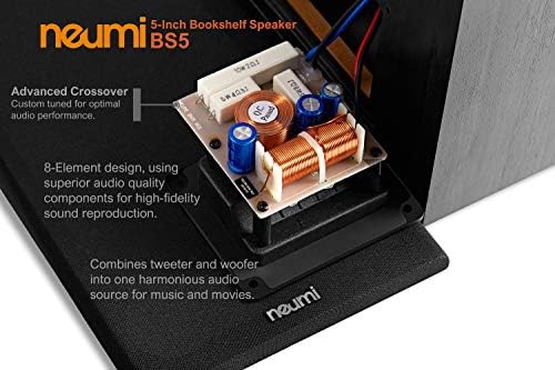 NEUMITECH NEUMI BS5 Passive Bookshelf Speakers  5 Inch Woofer  1 Inch Tweeter  Dark Wood  1 Pair