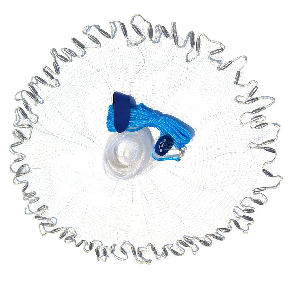 NEWEEN Cast Net 3/8" Mesh Hand Cast Fishing Net Saltwater Bait Casting Net 4/6/8FT Radius Size