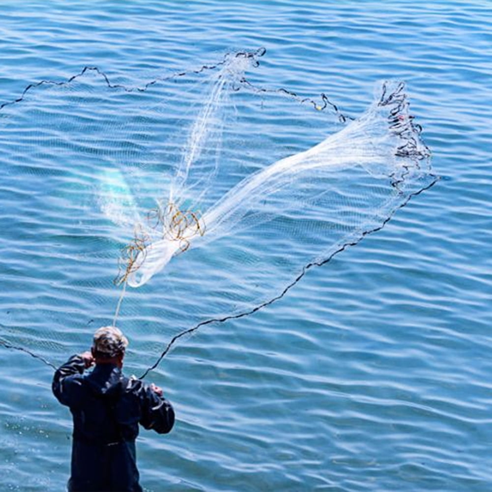 NEWEEN Cast Net 3/8" Mesh Hand Cast Fishing Net Saltwater Bait Casting Net 4/6/8FT Radius Size