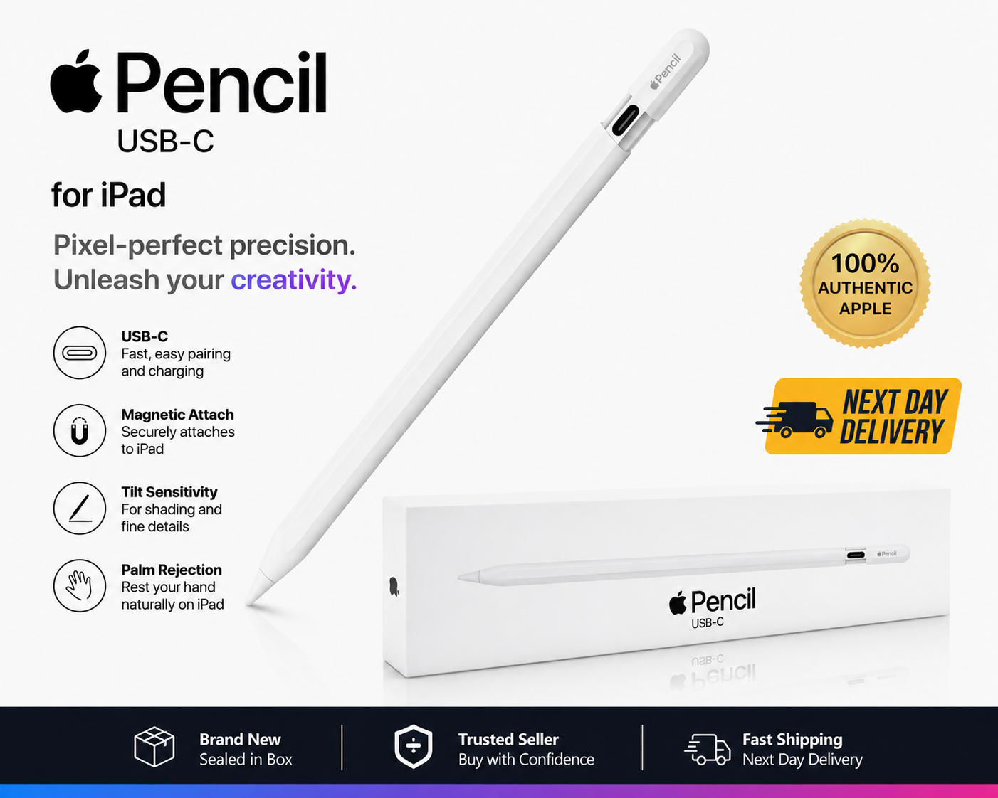 NEW Apple Pencil USB C White Stylus MUWA3AM/A for iPad   Sealed in Box