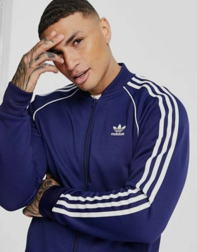 NEW MENS ADIDAS ORIGINALS SUPERSTAR TREFOIL TRACK JACKET   SMALL  #HK7340 INDIG0