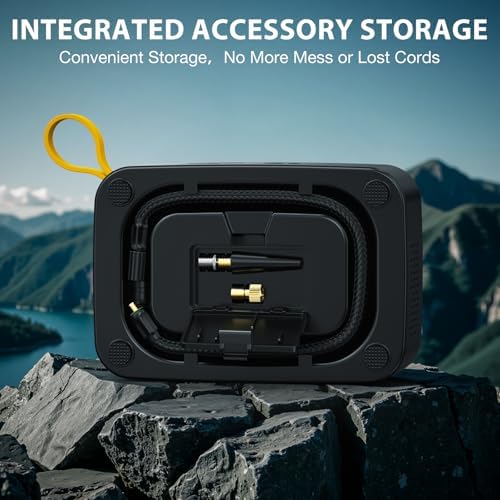 NEXPOW Tire Inflator Portable Air Compressor  180PSI Rechargeable Air Pump for Car Tires with Dual Digital Gauge & Auto Shut Off  Tire Pump for Car  Motorcycle  Bike  and Ball