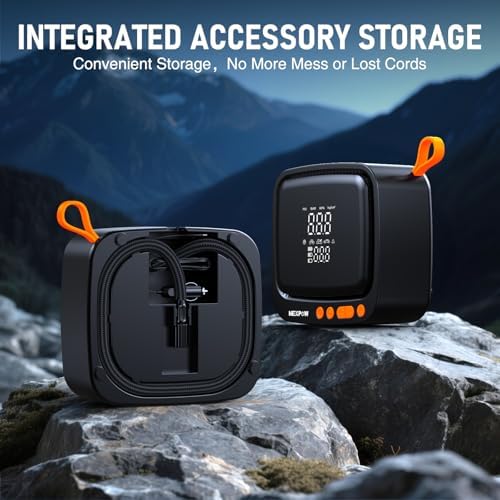 NEXPOW Tire Inflator Portable Air Compressor  180PSI Rechargeable Air Pump for Car Tires with Dual Digital Gauge & Auto Shut Off  Tire Pump for Car  Motorcycle  Bike  and Ball