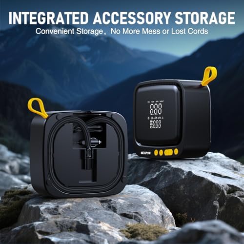 NEXPOW Tire Inflator Portable Air Compressor  180PSI Rechargeable Air Pump for Car Tires with Dual Digital Gauge & Auto Shut Off  Tire Pump for Car  Motorcycle  Bike  and Ball