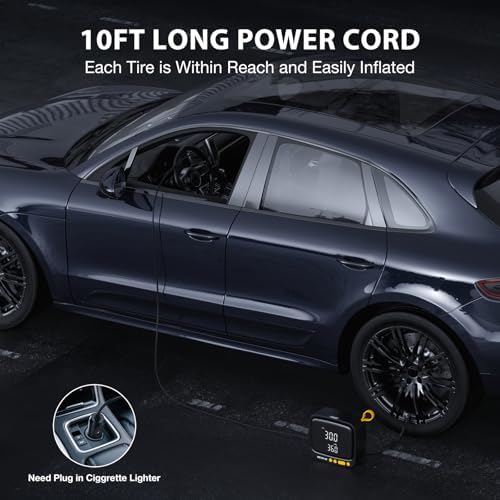 NEXPOW Tire Inflator Portable Air Compressor  180PSI Rechargeable Air Pump for Car Tires with Dual Digital Gauge & Auto Shut Off  Tire Pump for Car  Motorcycle  Bike  and Ball