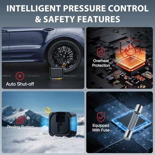 NEXPOW Tire Inflator Portable Air Compressor  180PSI Rechargeable Air Pump for Car Tires with Dual Digital Gauge & Auto Shut Off  Tire Pump for Car  Motorcycle  Bike  and Ball