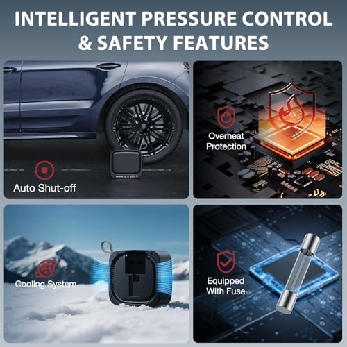NEXPOW Tire Inflator Portable Air Compressor  180PSI Rechargeable Air Pump for Car Tires with Dual Digital Gauge & Auto Shut Off  Tire Pump for Car  Motorcycle  Bike  and Ball