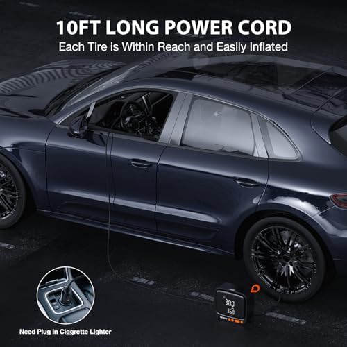 NEXPOW Tire Inflator Portable Air Compressor  180PSI Rechargeable Air Pump for Car Tires with Dual Digital Gauge & Auto Shut Off  Tire Pump for Car  Motorcycle  Bike  and Ball