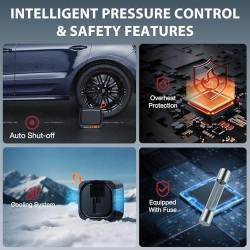 NEXPOW Tire Inflator Portable Air Compressor  180PSI Rechargeable Air Pump for Car Tires with Dual Digital Gauge & Auto Shut Off  Tire Pump for Car  Motorcycle  Bike  and Ball