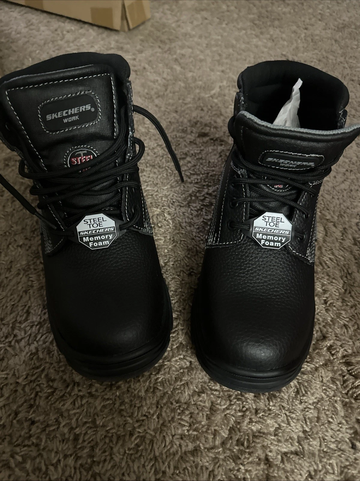 Bota industrial Skechers Burgin-Tarlac para hombre, color negro, talla 9.5