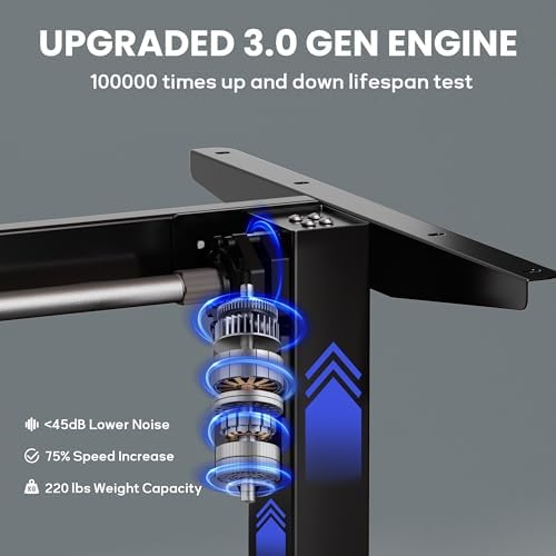 NICECOZY Electric Standing Desk Frame Workstation Memory Controller Height Adjustment Up to 47 2  Ergonomic Stand Up Desk Base for Home and Office  Black Frame Only