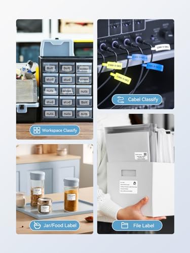 NIIMBOT B1 Label Maker Machine with 3 Tapes  50x30mm/50x80mm/ 50x50mm Round Labels  Bluetooth Thermal Label Printer for Small Business Office Home School  Blue  1 Printer 3 Roll Label 