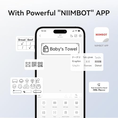 NIIMBOT B1 Label Maker Machine with 3 Tapes  50x30mm/50x80mm/ 50x50mm Round Labels  Bluetooth Thermal Label Printer for Small Business Office Home School  Blue  1 Printer 3 Roll Label 