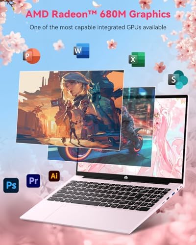 NIMO 15 6 Light Gaming Laptop  8 Cores AMD Ryzen 7 Pro 6850U 32GB LPDDR5 RAM 1TB SSD  Beat i7 1360P Up to 4 7GHz  AMD Radeon 680M GPU IPS FHD Computer with 100W Type C Backlit Keyboard Fingerprint