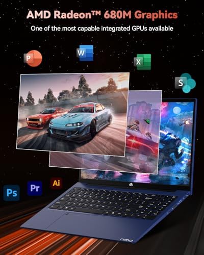 NIMO 15 6 Light Gaming Laptop  8 Cores AMD Ryzen 7 Pro 6850U 32GB LPDDR5 RAM 1TB SSD  Beat i7 1360P Up to 4 7GHz  AMD Radeon 680M GPU IPS FHD Computer with 100W Type C Backlit Keyboard Fingerprint