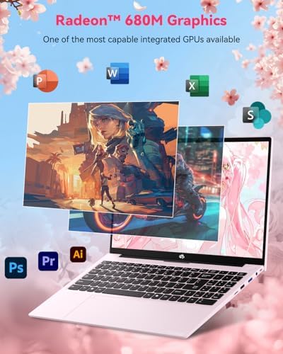 NIMO 15 6 Light Gaming Laptop  8 Cores AMD Ryzen 7 Pro 6850U 32GB LPDDR5 RAM 1TB SSD  Beat i7 1360P Up to 4 7GHz  AMD Radeon 680M GPU IPS FHD Computer with 100W Type C Backlit Keyboard Fingerprint