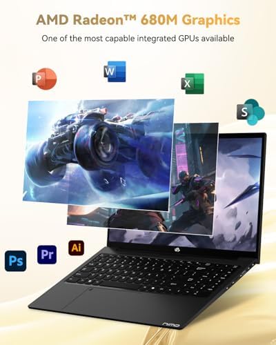 NIMO 15 6 Light Gaming Laptop  8 Cores AMD Ryzen 7 Pro 6850U 32GB LPDDR5 RAM 1TB SSD  Beat i7 1360P Up to 4 7GHz  AMD Radeon 680M GPU IPS FHD Computer with 100W Type C Backlit Keyboard Fingerprint