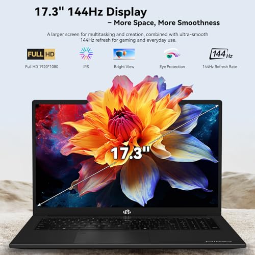 NIMO 17 3 AI Laptop  AMD Ryzen AI 9 HX 370 50 Tops NPU   Radeon 890M  32GB RAM 1TB SSD  DDR5 5600MT/S  144Hz  PD 100W USB C 4 0  Copilot  PC AI Laptop with Wi Fi 6E for Working Business Student