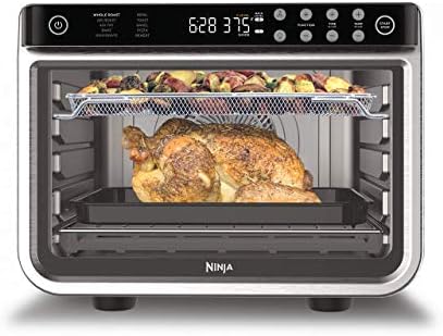 NINJA DT201 Foodi 10 in 1 XL Pro Air Fry Digital Countertop Convection Toaster Oven with Dehydrate and Reheat  1800 Watts  Stainless Steel Finish  Renewed 